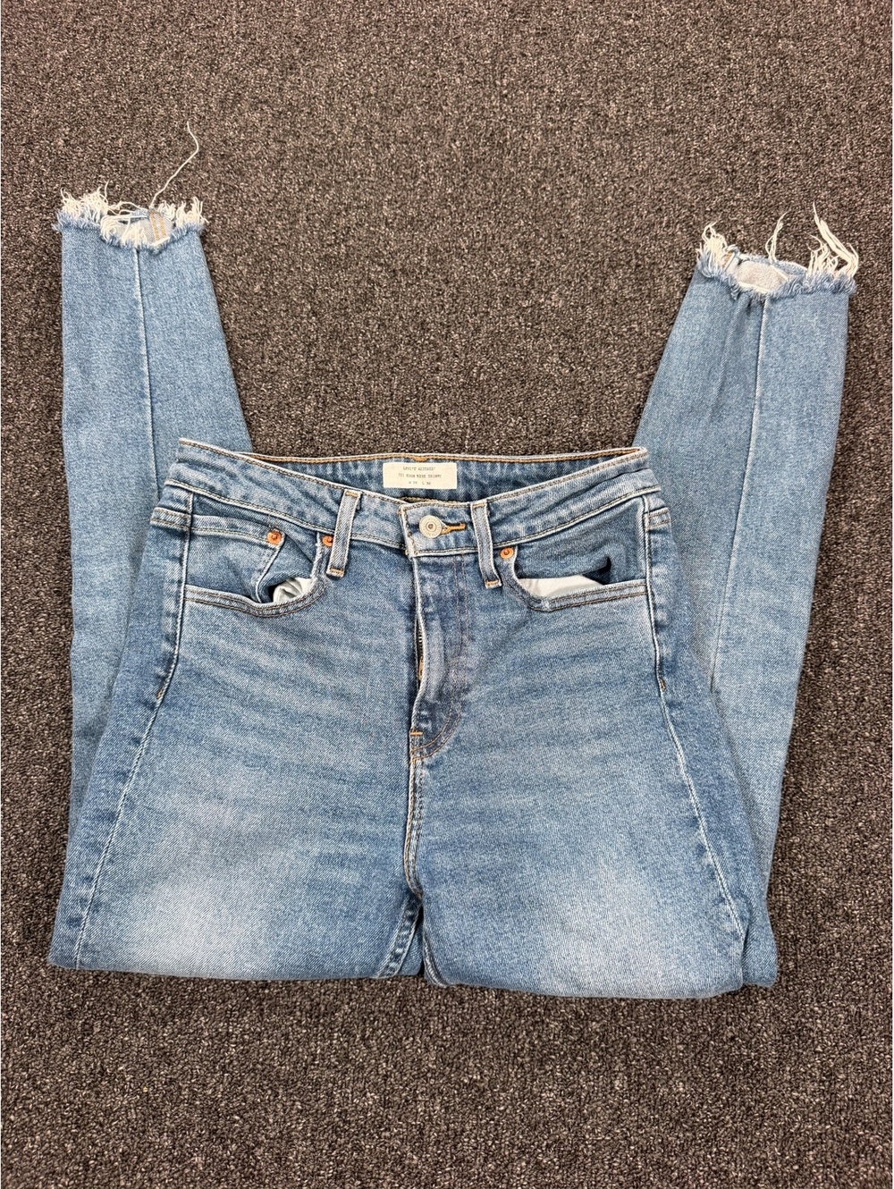 Levi's Altered 721 High Rise Skinny Jeans W28 L30 Light Blue Distressed